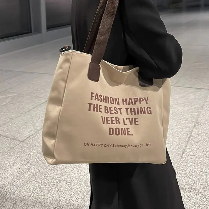 Korean womens casual cross bag large capacity sail bag letter printed womens handbag university student handbag 241008