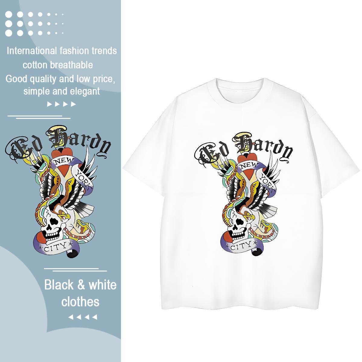 New Woman T Shirts 230g Cotton Breathable Crew Neck Casual Beach halloween Woman Tshirt Popular Black White Clothes Shirt