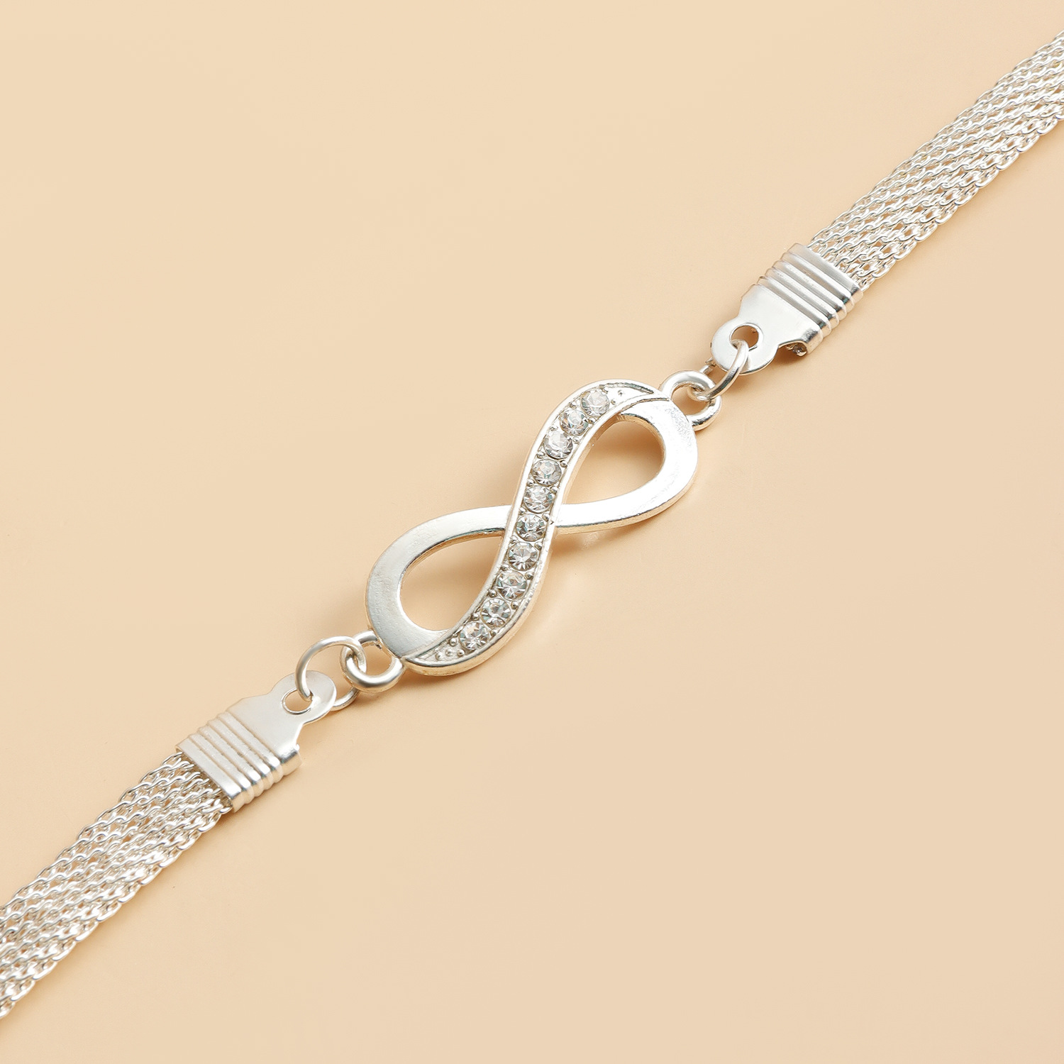 Vintage Simple Lucky '8' Bracelet for Women Creative Design Crystal Silver Plated Women's Bracelet Stainless Steel 2025 Jewelry Party B