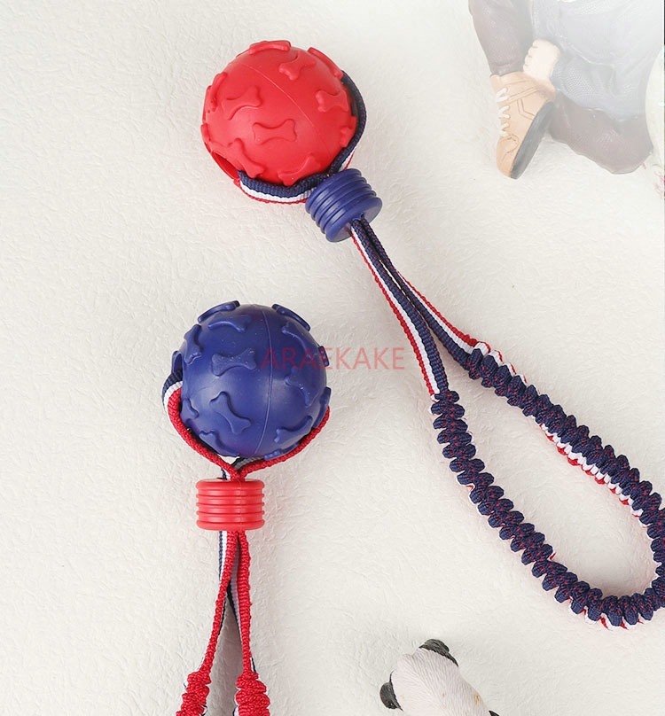 1PCS Dog toy ball, gold haired large dog bite resistant training ball, interactive dog training ball with rope, pet supplies