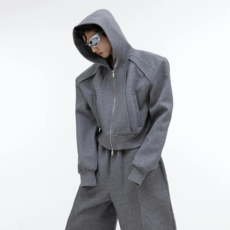 IEFB Autumn Winter Mens Set Niche Loose Oversize Hooded Sweater Fashion Sequin Baggy Sweatpants Solid Color Trend 9C2648 241011
