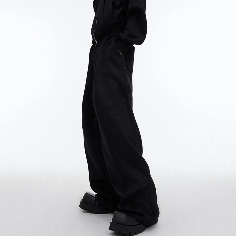 IEFB Autumn Winter Mens Set Niche Loose Oversize Hooded Sweater Fashion Sequin Baggy Sweatpants Solid Color Trend 9C2648 241011