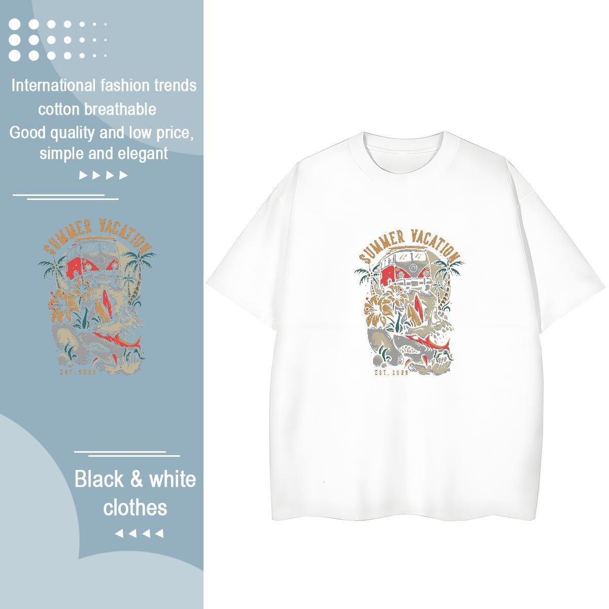 2024 DIY T-Shirts for Women 230g Pure Cotton Comfortable Daily Outfit skull Women Tees Female Graphic Tshirts