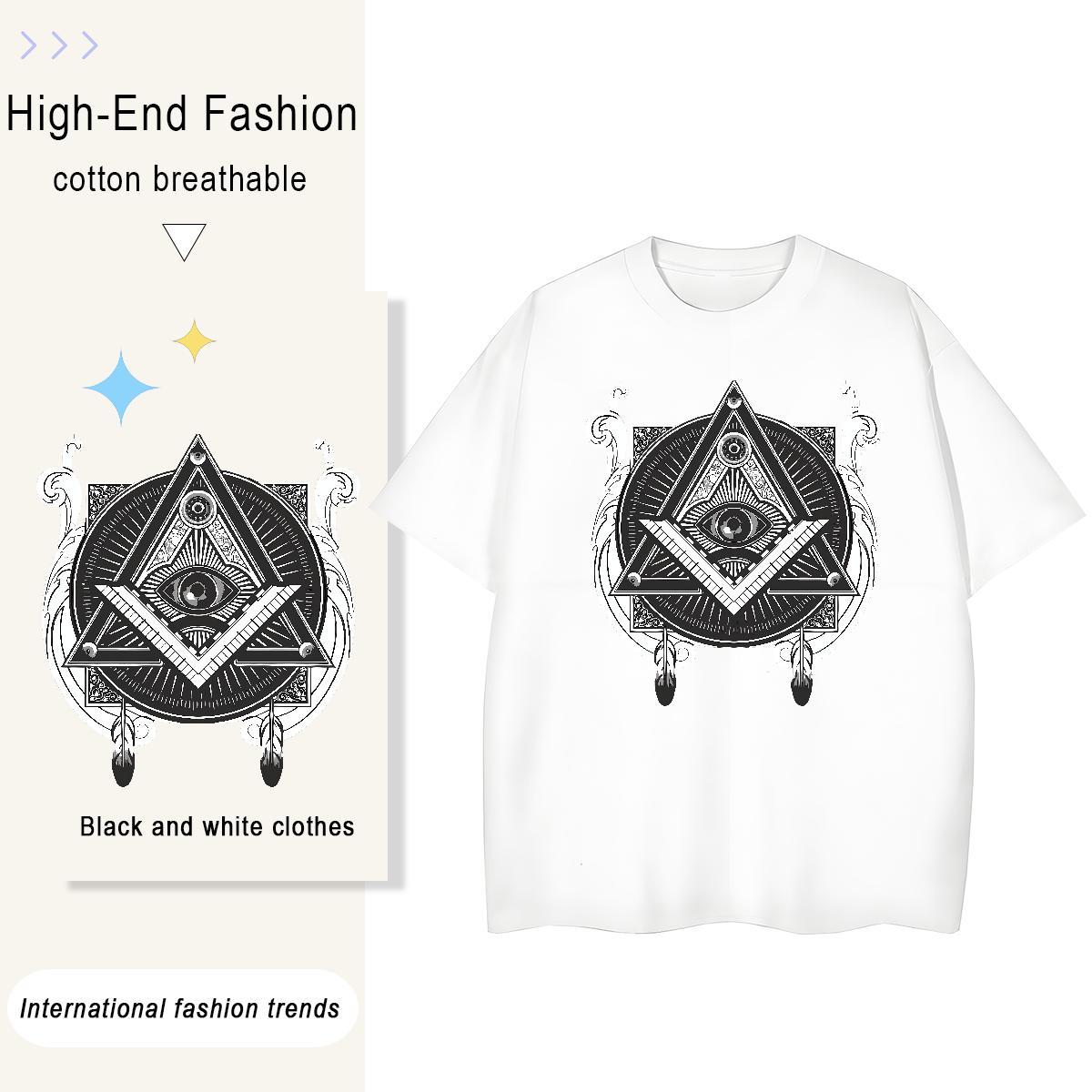 Fashion Casual T Shirt For Woman 230g Pure Cotton Breathable Sport eye of the devil Unisex Tshirts Loose fit Black White Tees