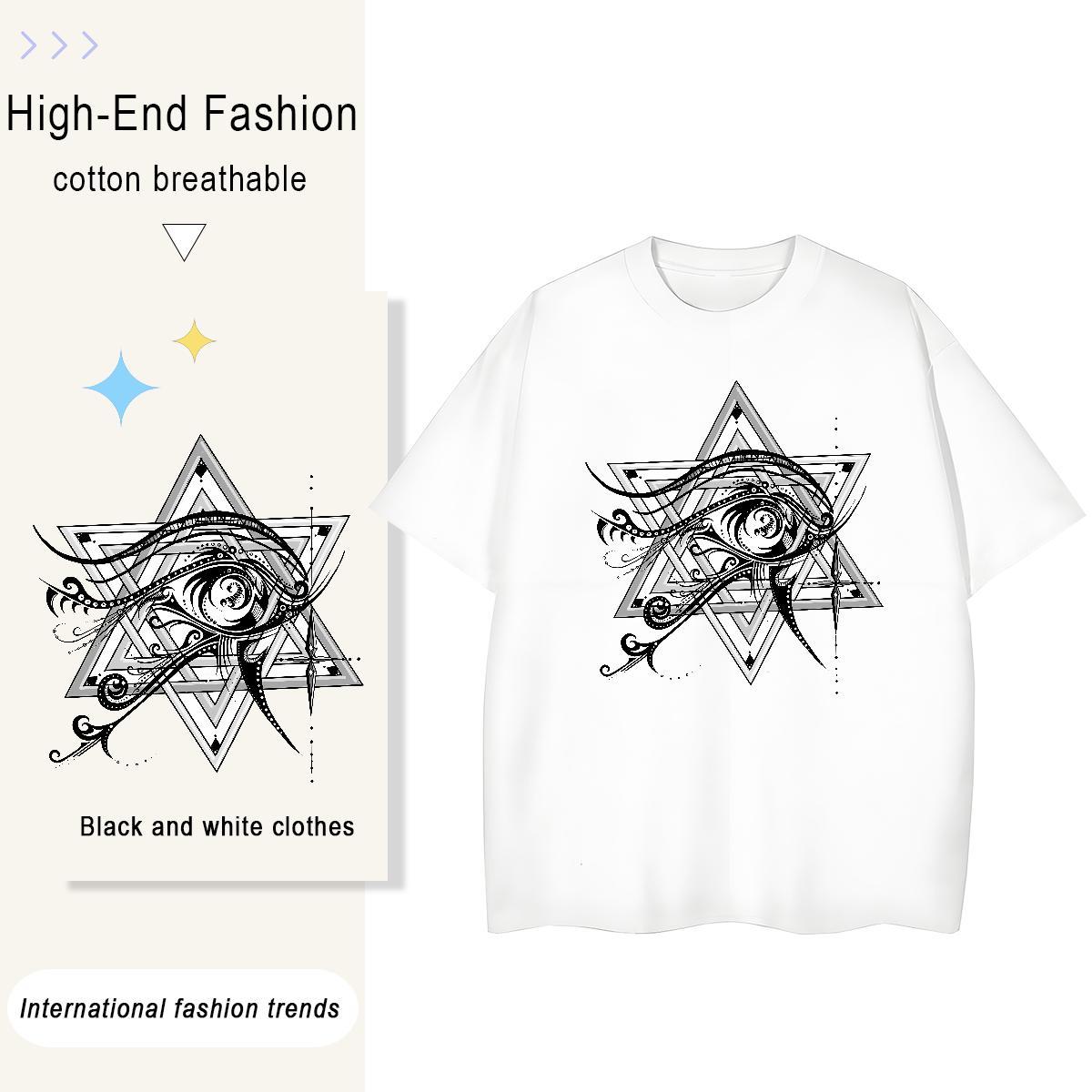 2024 T Shirts Women 230g Pure Cotton Crew Neck Breathable Casual Beach eye of the devil Unisex Tshirts Brand Floral Print Tees