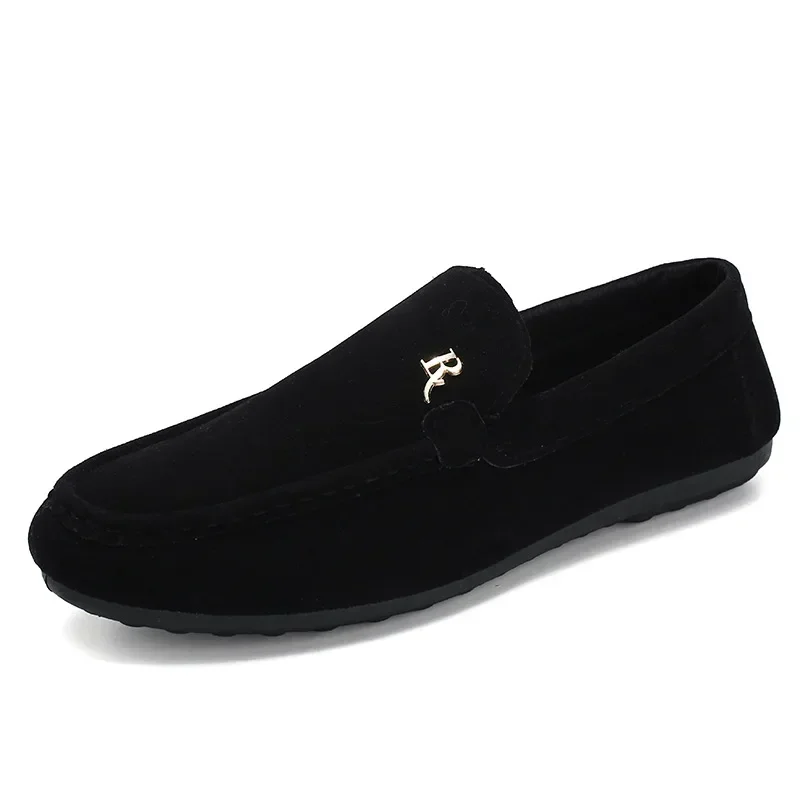 2023 Shoes for Men Soft Comfortable Black Mens Loafers Brand Fashion Slip-On Flats Sneakers Moccasin Driving Casual