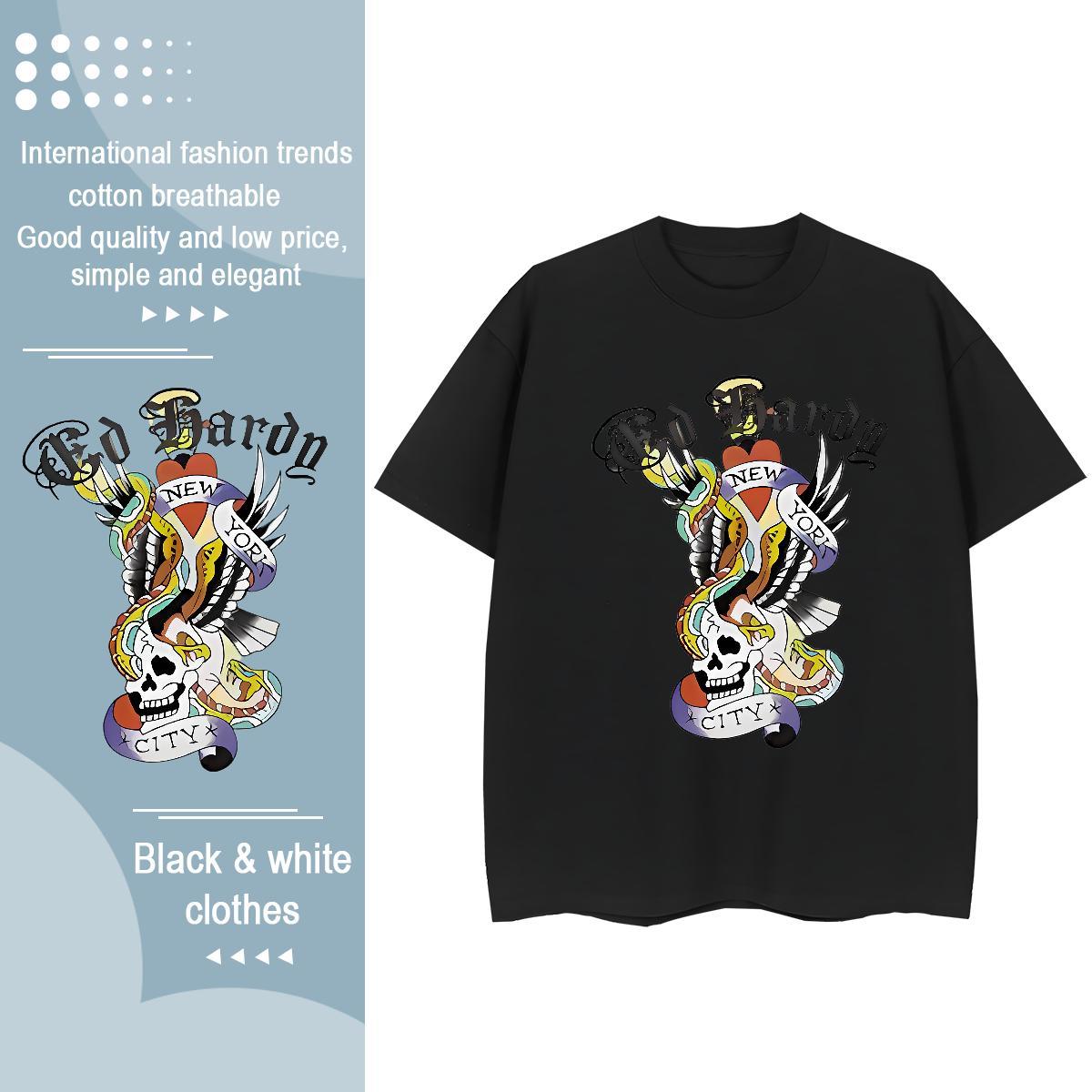 New Woman T Shirts 230g Cotton Breathable Crew Neck Casual Beach halloween Woman Tshirt Popular Black White Clothes Shirt