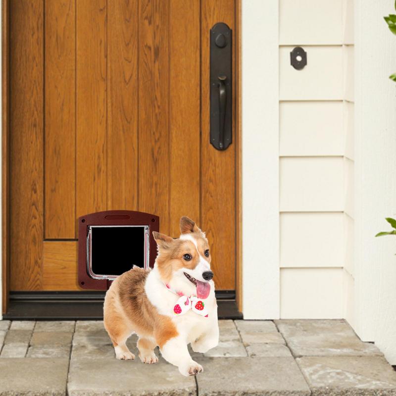 Pet Door 4 Way Locking Large Dog Cat Door Flap Install in Interior and Exterior Doors Weatherproof Pet Door for Wooden PVC Door