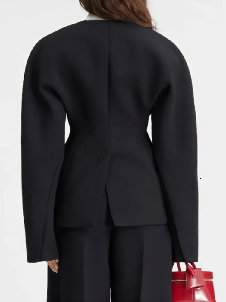 Fashion Solid Lapel Short Jacket Women Chic Long Sleeves Pockets Invisible Buckle Coats 2024 Autumn Elegant Street Outerwear 241011