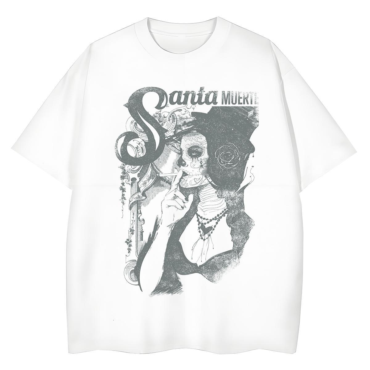 Fashion T-Shirts for Women 230g 100% Cotton Breathable Short Sleeve Beach portrait Women Tees Unisex Cartoon Printing L-4XL Clothings