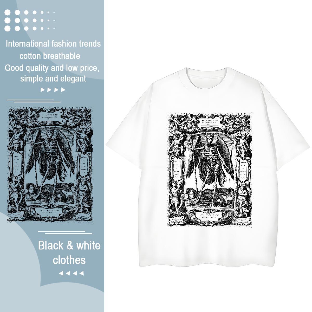 Fashion Casual T shirt 230g Pure Cotton Round Neck Short Sleeve Beach skull Unisex Tshirts Free Shipping Customized Print Tops