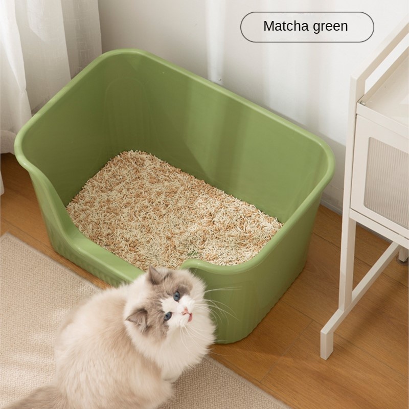 Cat Litter Pan Splash Proof Cat Litter Box Extra Large Semi-Enclosed Multi-Cat Litter Box Open Oversized Litter Pan Cat Toilets