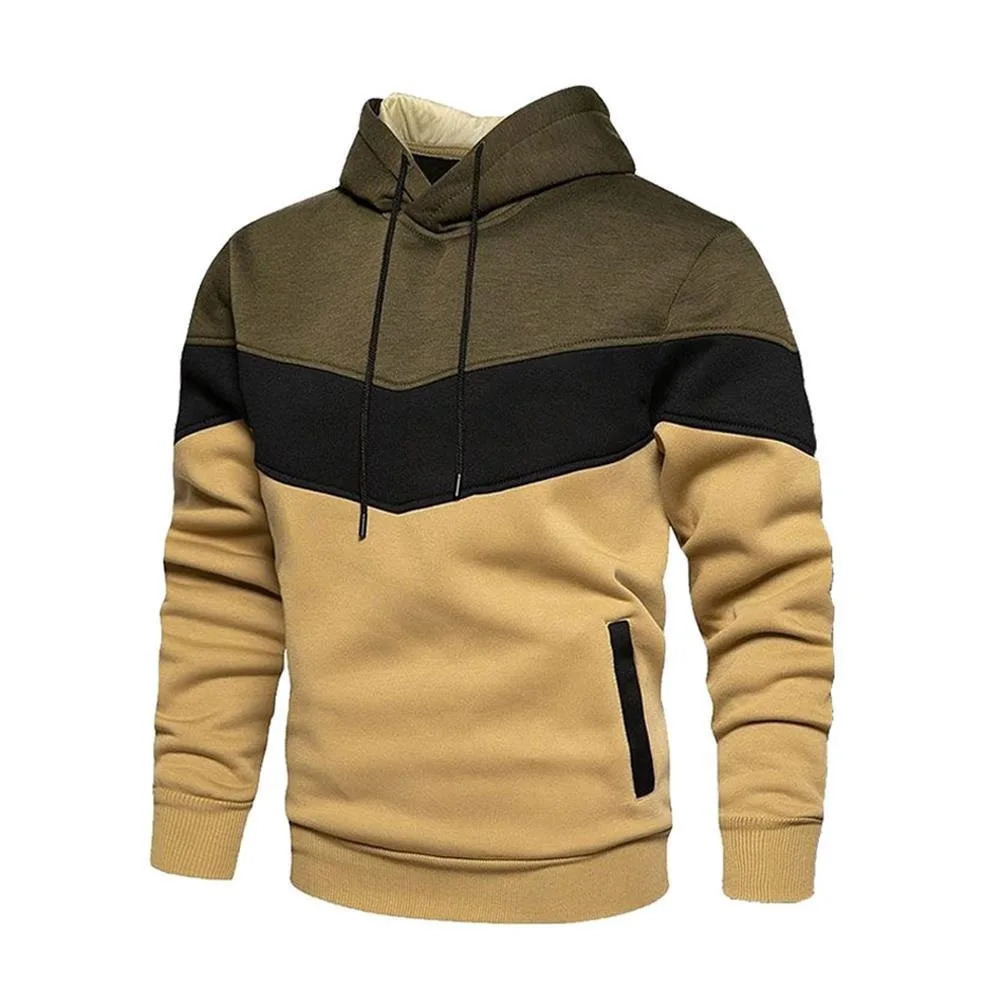 Fashionable mens and womens couples hoodie three tone contrasting hooded casual sports top 241011