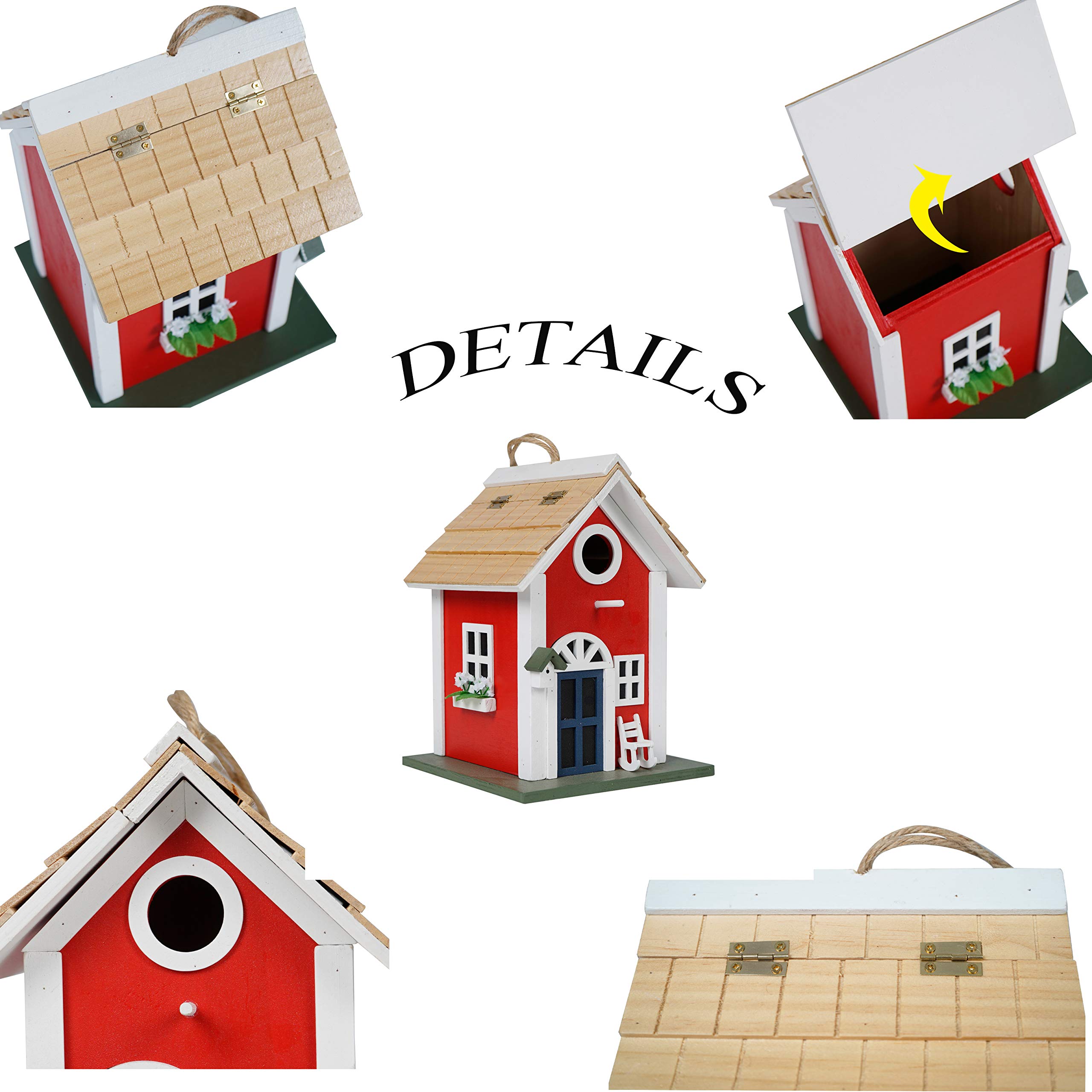 Petdom Country Cottages Bird House Outdoor Decor Garden Wooden Hanging Birdhouse
