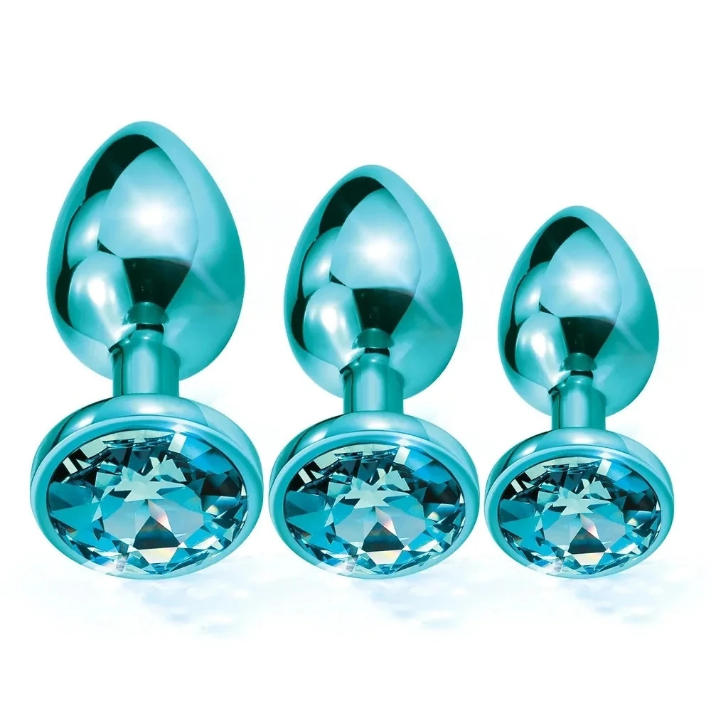 Rose Gold Rainbow Metal Anal Beads Butt Plug Set Colorful Crystal Mini Small Medium Large Anal Plug Jewelry Sex Toy Insert 241010
