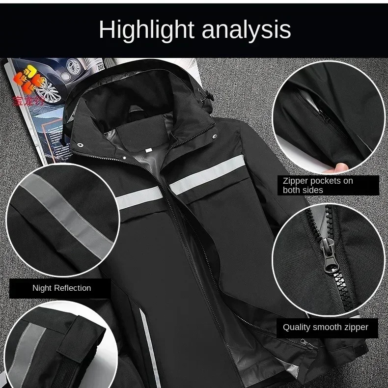 mens jacket fashionable reflective striped hooded outdoor sports zipper clothing customizable printing 241011