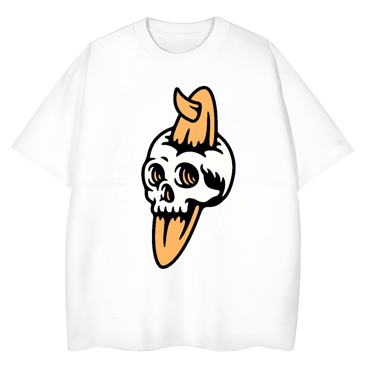 Designer T Shirts Women 100% Cotton 230g Short sleeve Soft Outdoor skull Womens Tshirts High quality Plus Size Cartoon Tops
