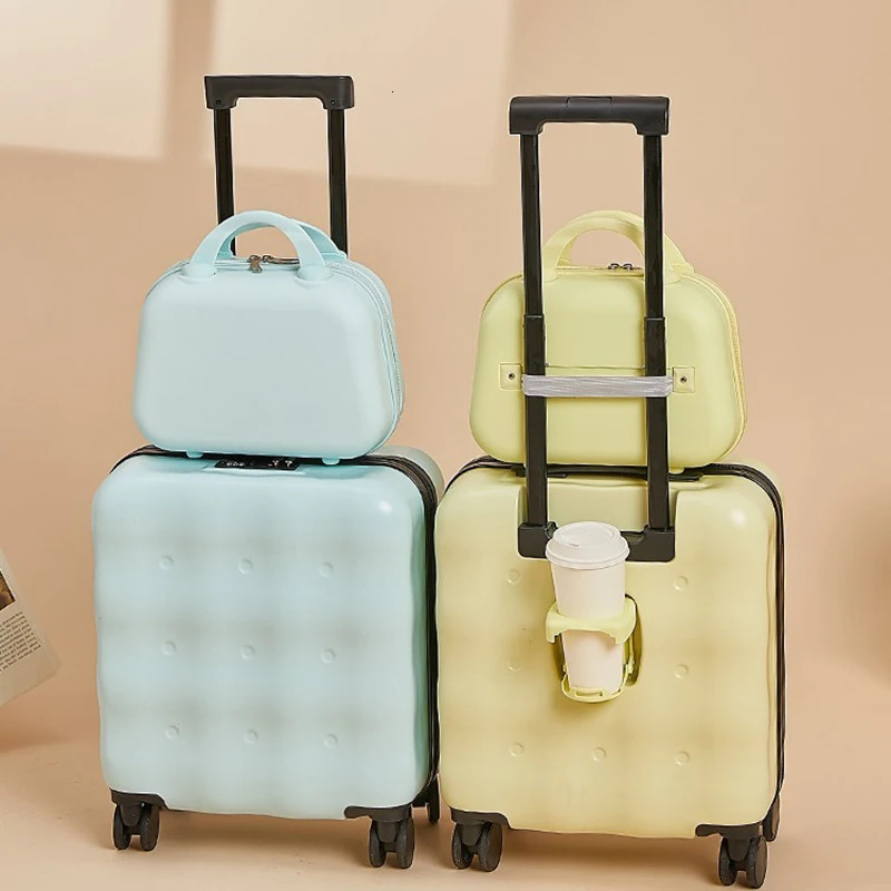18/20 inch cardboard cute student small lightweight handcart box silent universal wheel cup holder travel set 241007 4