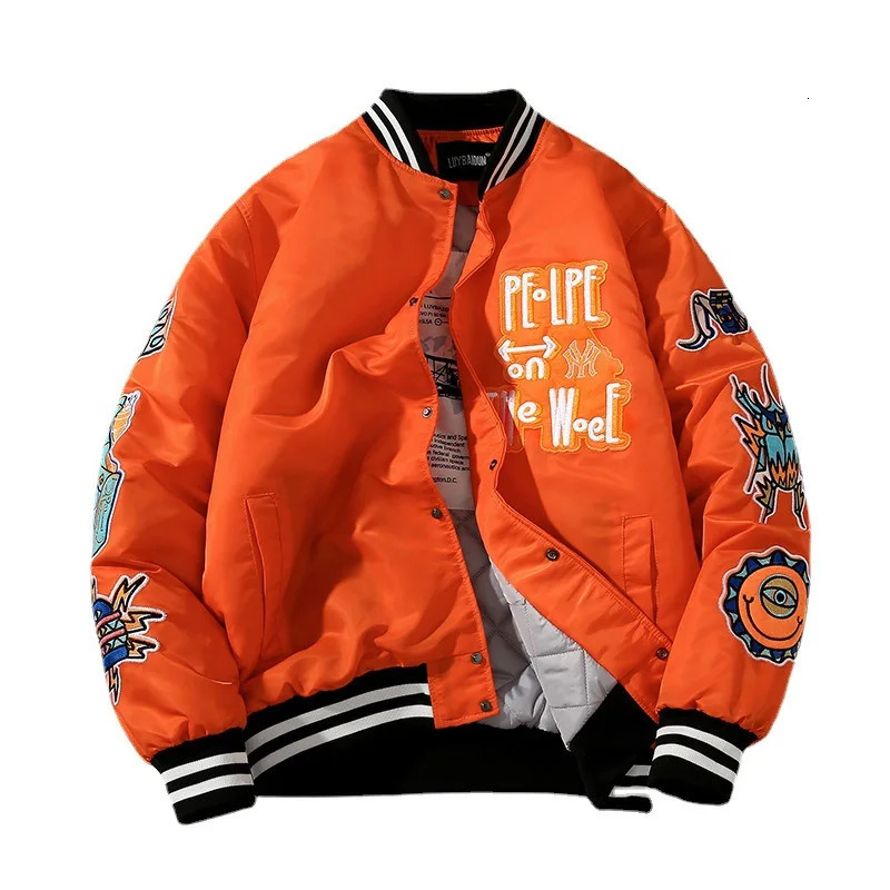 Winter school team jacket mens letter badge American baseball street fashion hiphop young couple clothing 241011