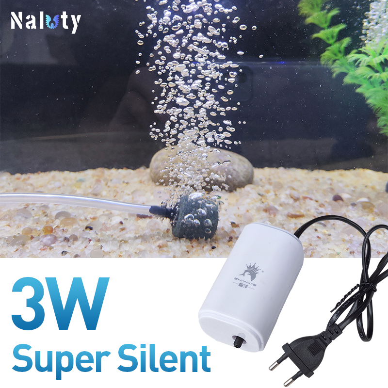 3W Silent Aquarium Air Pump Ultra Silent Fish Tank Air Compressor 220V-240V 110V Bubble Pump for Aquarium Oxygenation