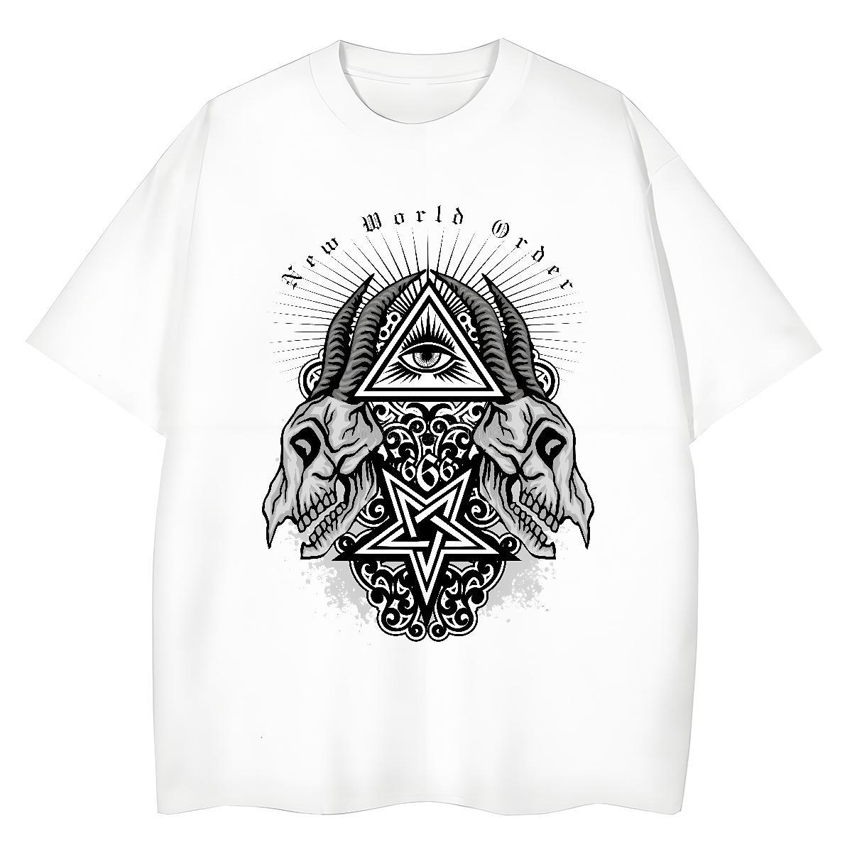 Fashion Casual Womens T Shirts 100% Cotton 230g Round Neck Short Sleeve Sports Casual eye of the devil Lady T shirt Nice Skull Clothes