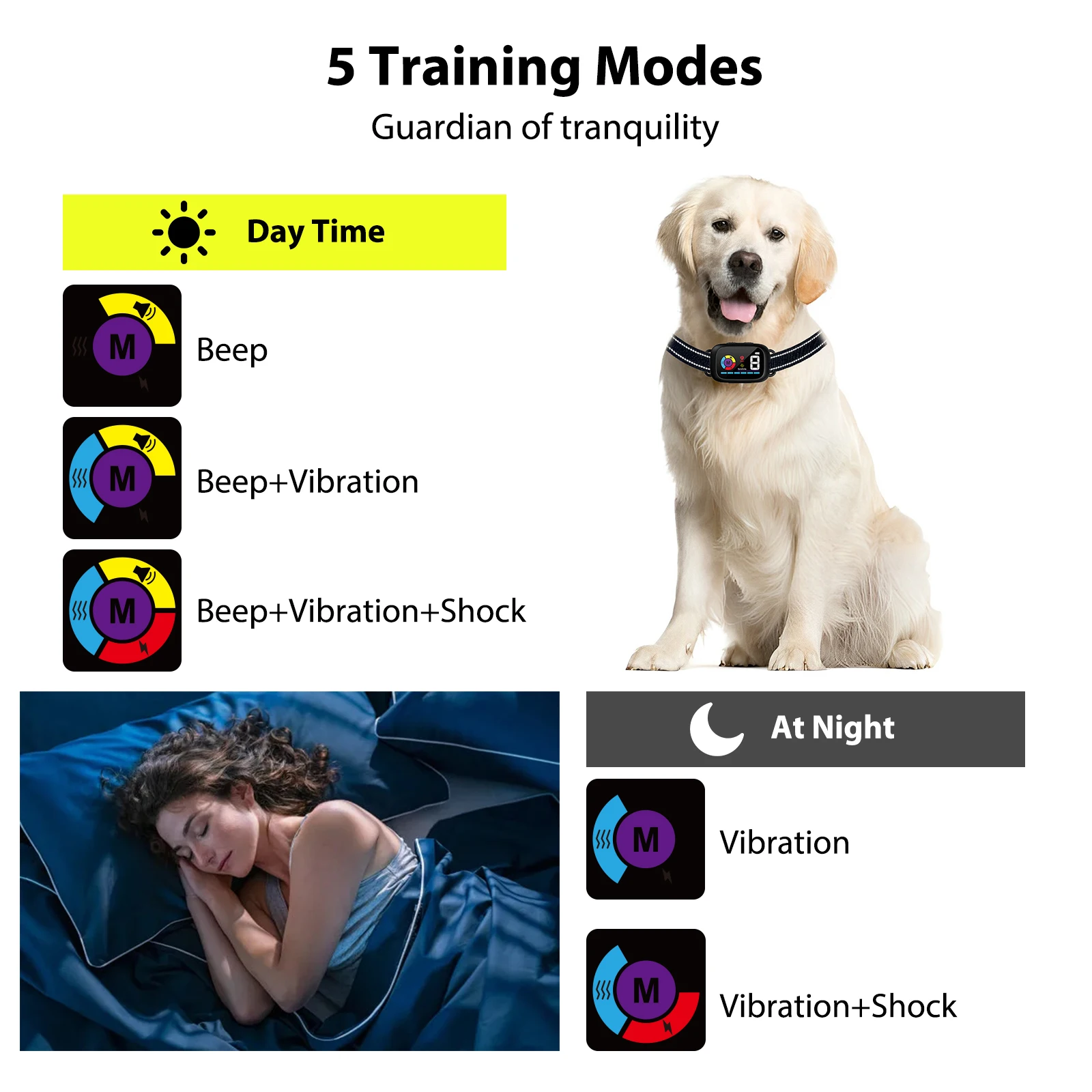 Dog AntiBarking Electric Ultrasonic Dogs Stop Barking Vibration Collar Automatic Collar Dog Training Collars for Stubborn Dogs