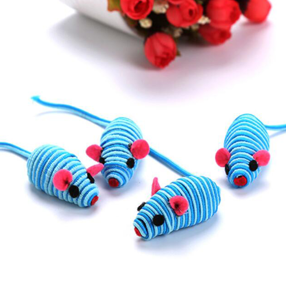 Cat Mouse Toys, Cat Toys Set, Interactive Cat, Cat Teaser Elastic Rope Mouse for Cats Kittens Random color( 12pcs )