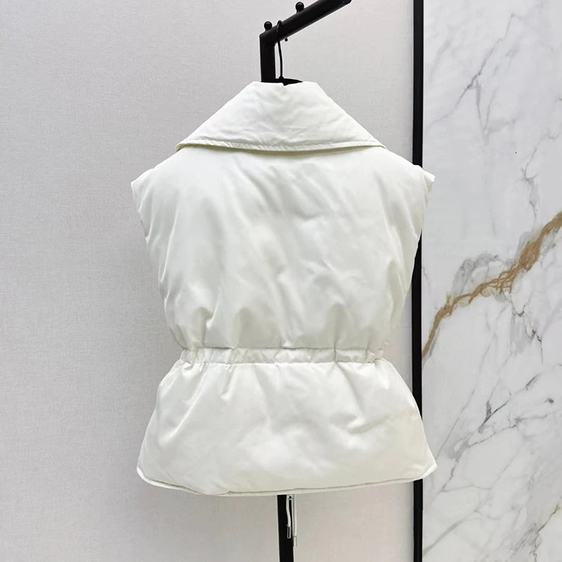 Womens heavy-duty Diamante handmade bread down vest brushed waist sleeveless jacket jacket warm high-quality autumn y2k 241009