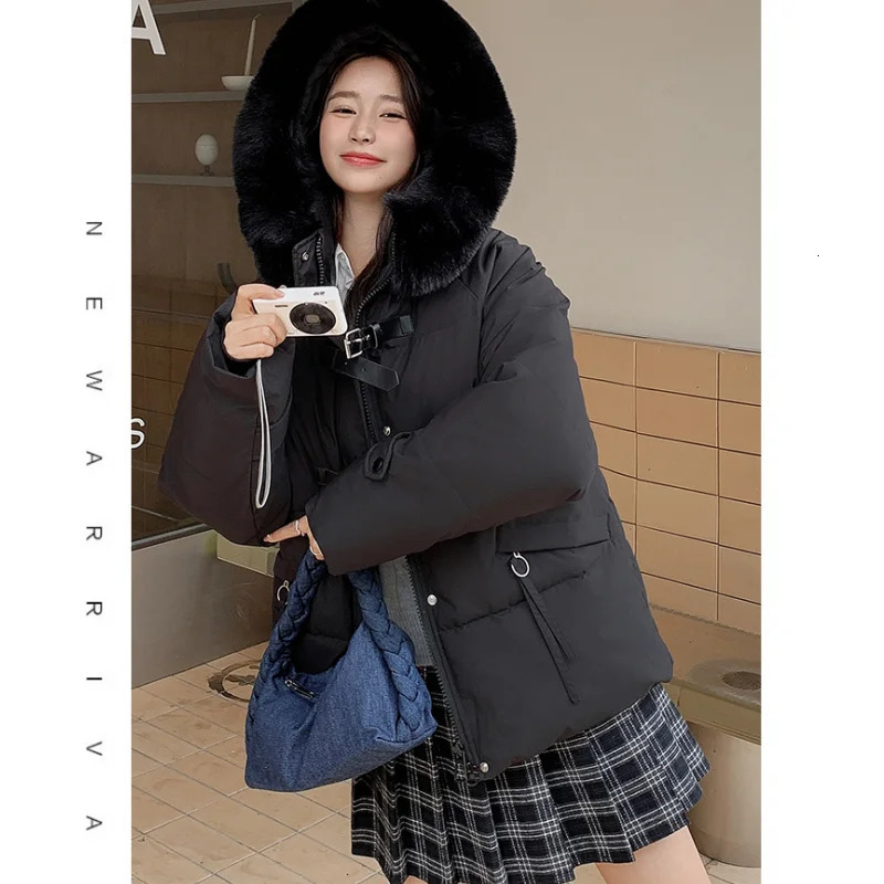 Black down jacket womens hooded fashion American streetwear Y2K style duck down womens winter pink short jacket 241009