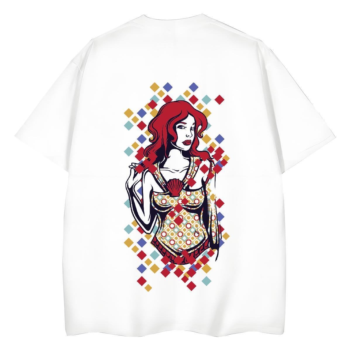 Classic T-Shirts for Women 100% Cotton 230g Breathable Crew Neck Street Wear portrait Womens Tshirts Designer Nice Black White Top Shirts