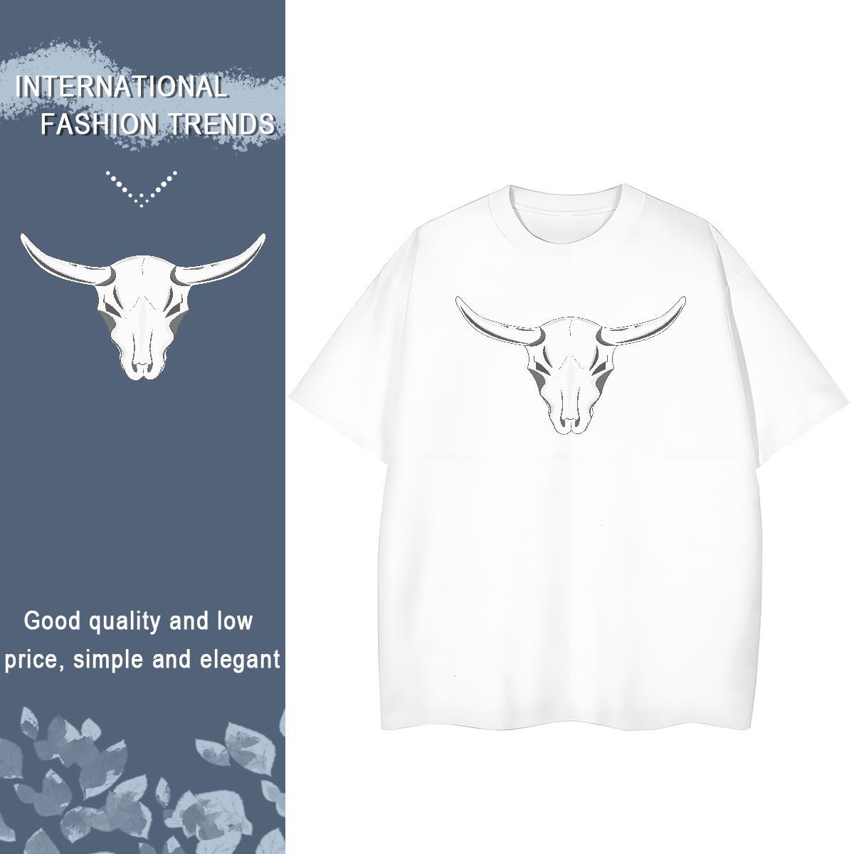 Designer T-Shirts for Women 230g Pure Cotton Crew Neck Breathable Hip Hop Street skull Tshirt for Man Woman Loose Oversized Polos