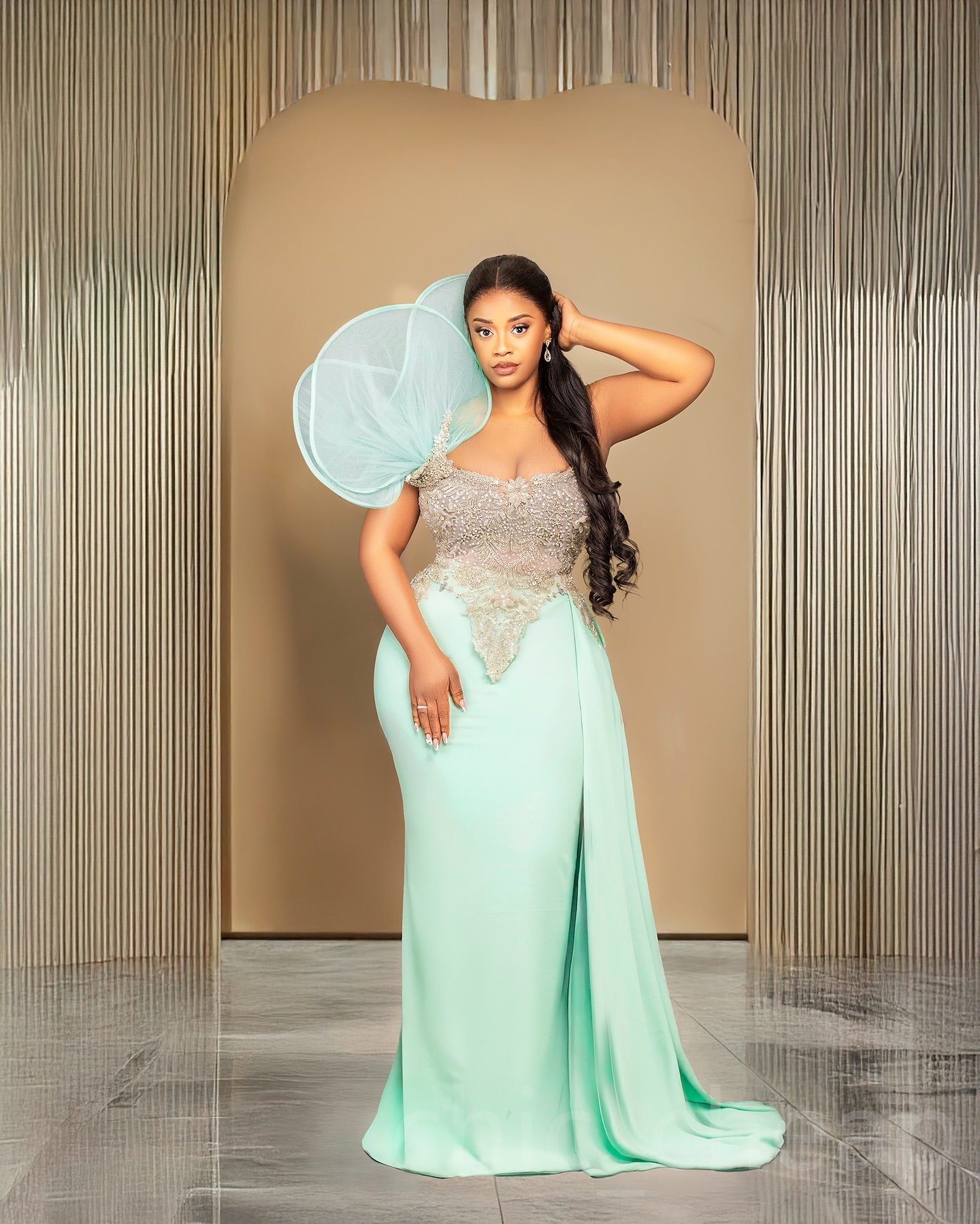 Aso Ebi 2024 Mint Mermaid Prom Dresses Lace Beaded Stylish Satin Evening Formal Party Second Reception Birthday Gowns Dress For Special Occasions ZJ11