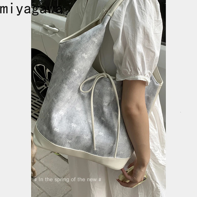 Miyagawa Korean niche womens handbag canvas shoulder Versatile Underarm bag 241008