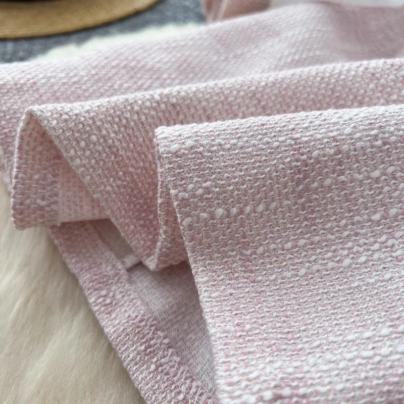 Fashionable sweet pink long sleeved dress for women coarse tweed mesh long sleeved dress autumn polka dot pearl office dress 241011