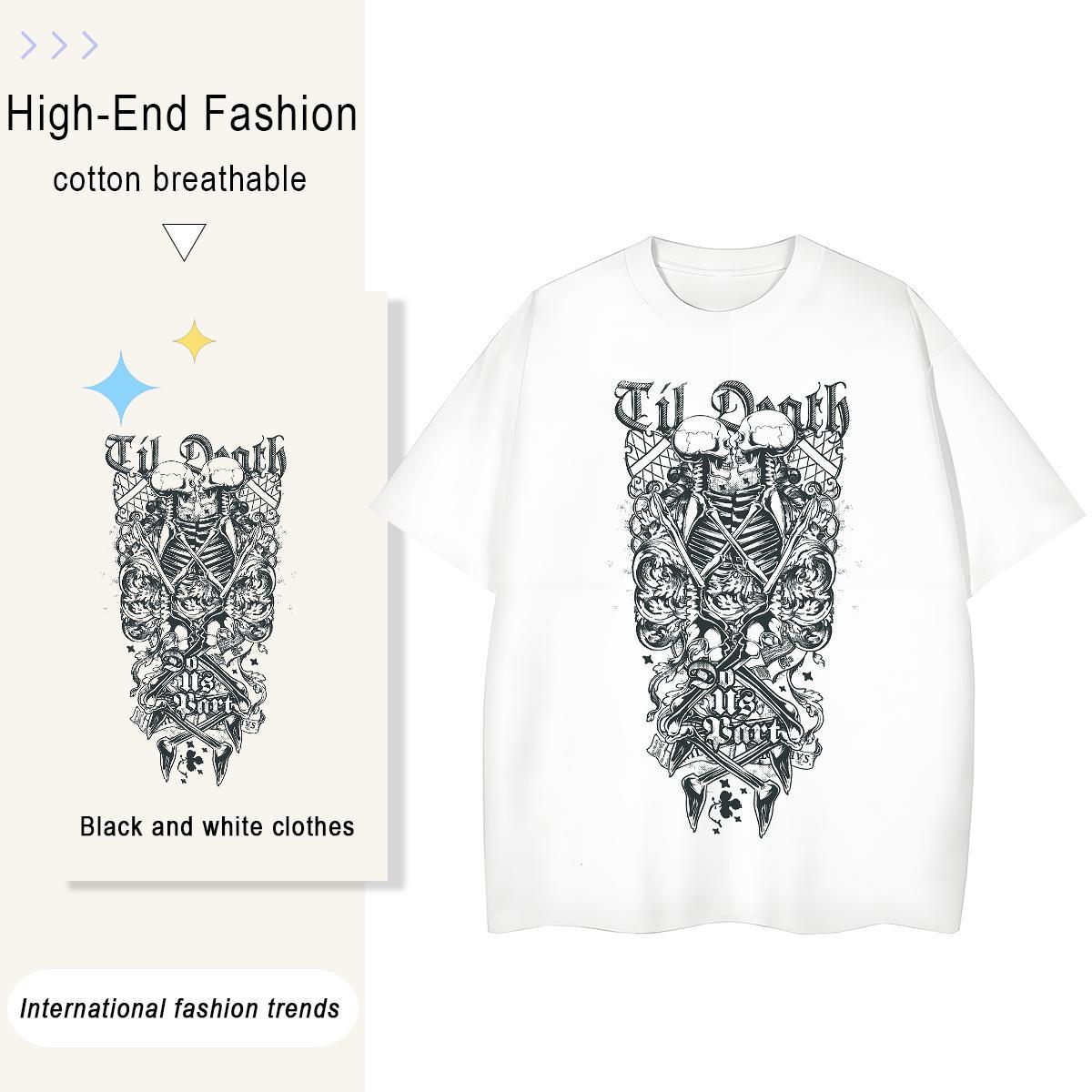 DIY T Shirt For Woman 230g 100% Cotton Short Sleeve O-Neck Home Outdoor skull Woman Tshirt Soft Custom Printed Tops