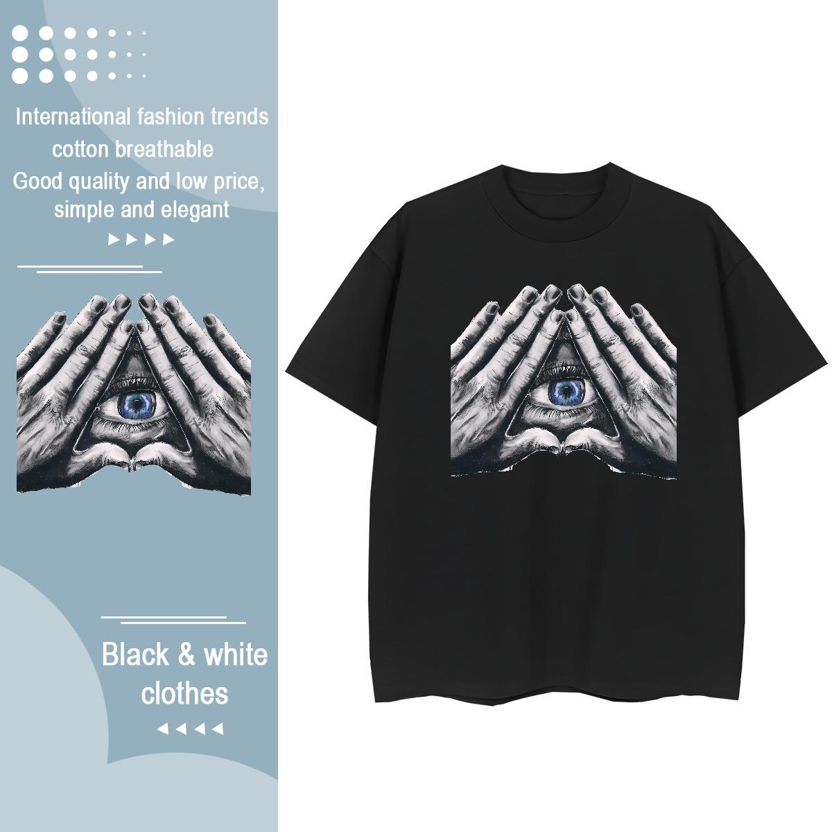 New Arrival T-Shirts 230g 100% Cotton O Neck Short Sleeves Home Outdoor eye of the devil Woman Tshirt Female Graphic Tees Shirts