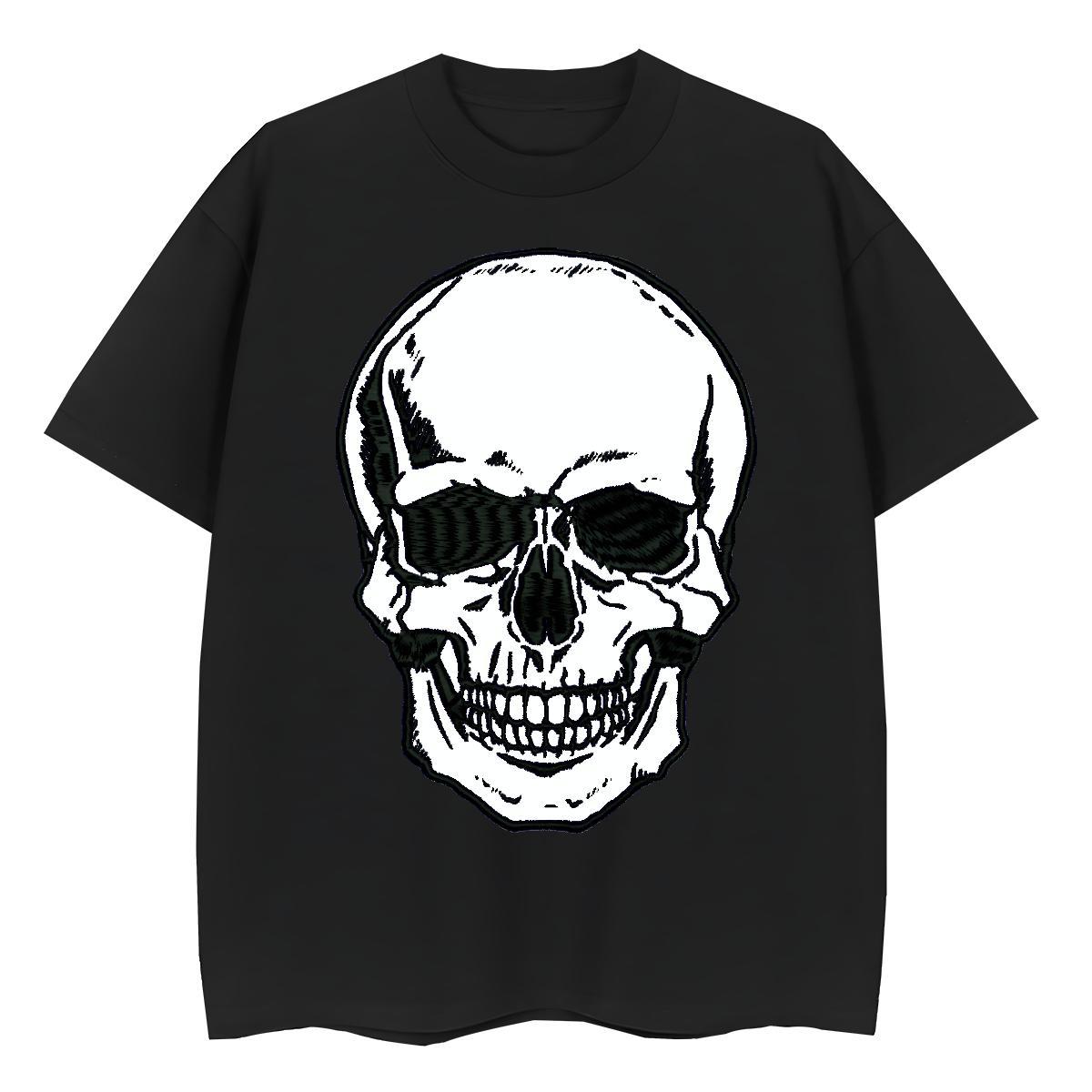 Classic T-Shirts 100% Cotton 230g Crew Neck Street skull Woman Tshirt Designer Nice Black Oversized Wear