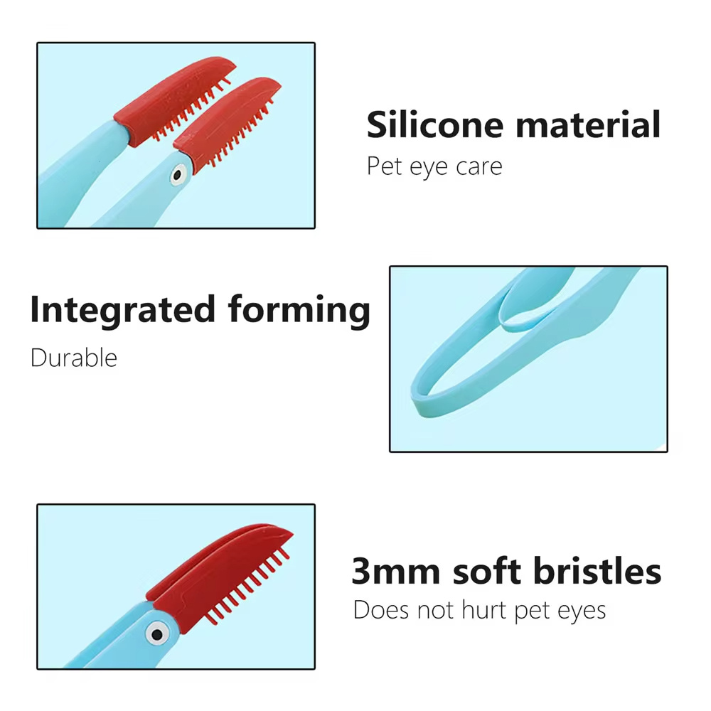Pet Tear Stain Brush Cat Dog Eye Excrement Droppings Cleaning Brushes Soft Silicone Tear Marks Remover Comb Grooming Brush