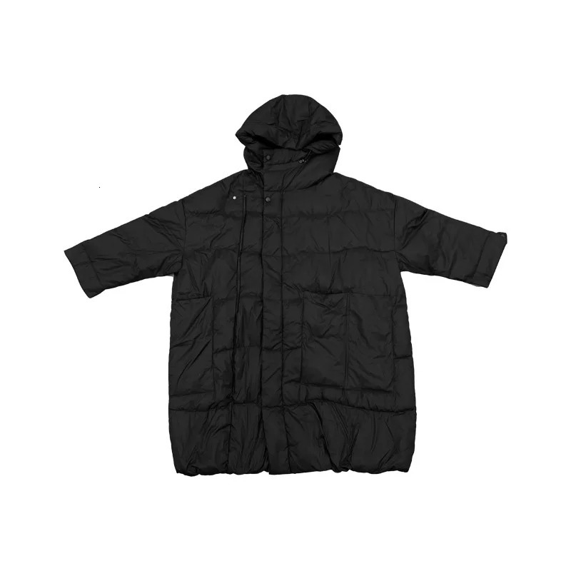 UMI MAO Yamamoto dark niche stand up collar hooded loose 90 white duck down jacket mens mid length jacket Y2K 241009