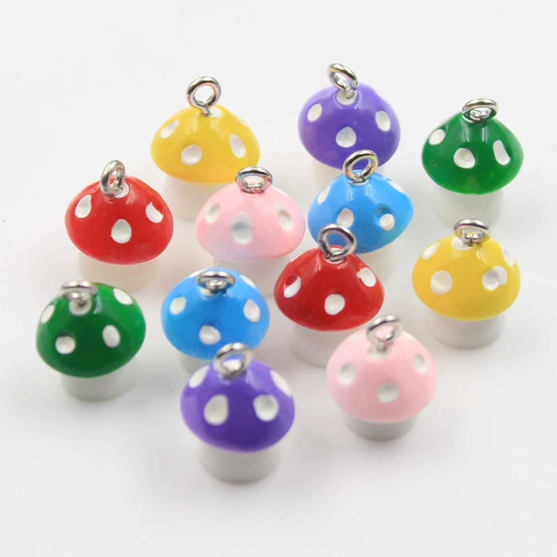 15pcs Charms Colorful Lovely 3D Mushroom 16x12x12mm Pendants Crafts Making Findings Handmade Jewelry DIY For Earrings Necklace 241010