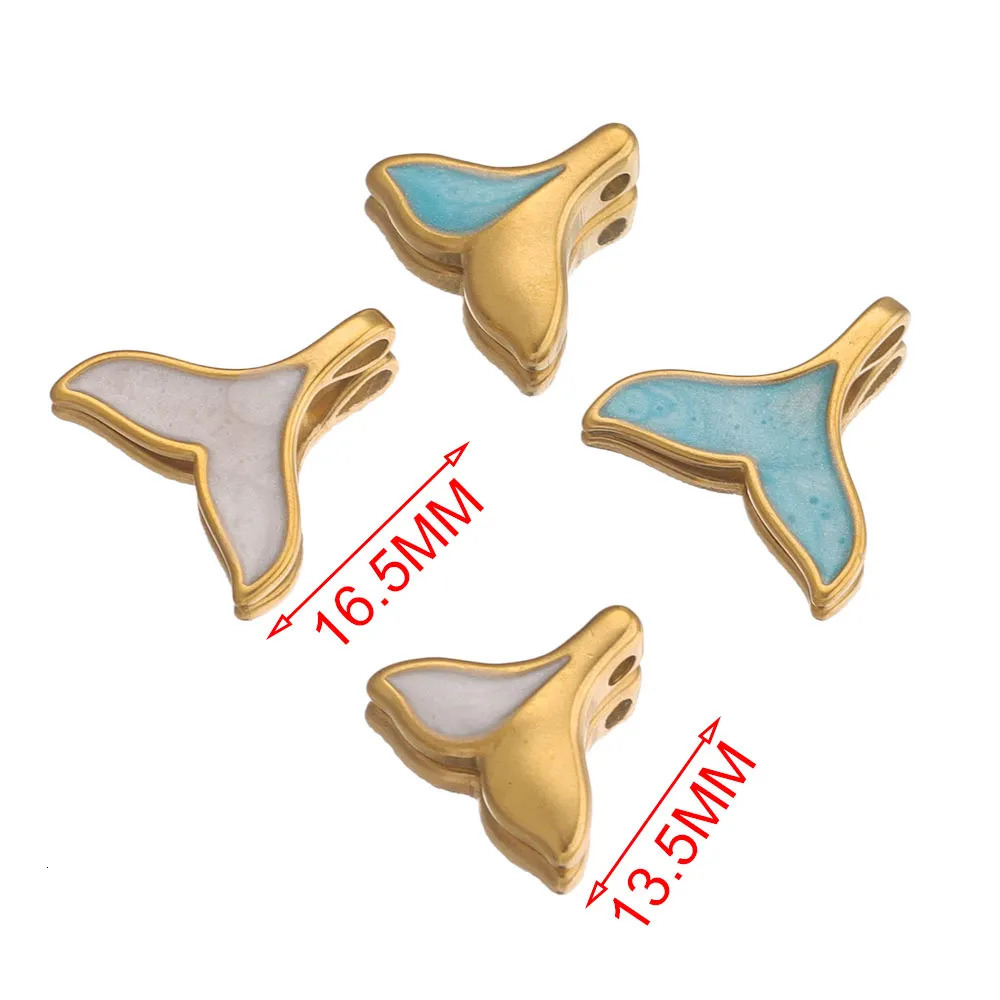 5pcs Lot Stainless Steel Enamel Blue Ocean White Lovely Dolphin Tail Charm Earring for DIY Jewelry Making Necklace Bracelet 241010