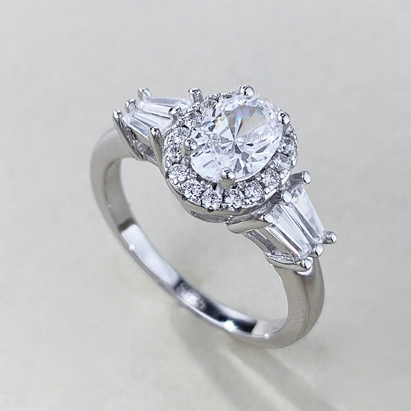 Moissanite Dia Ring: Stunning 1CT 57MM Oval Cut Real 100% Sterg Sier Wedding Band