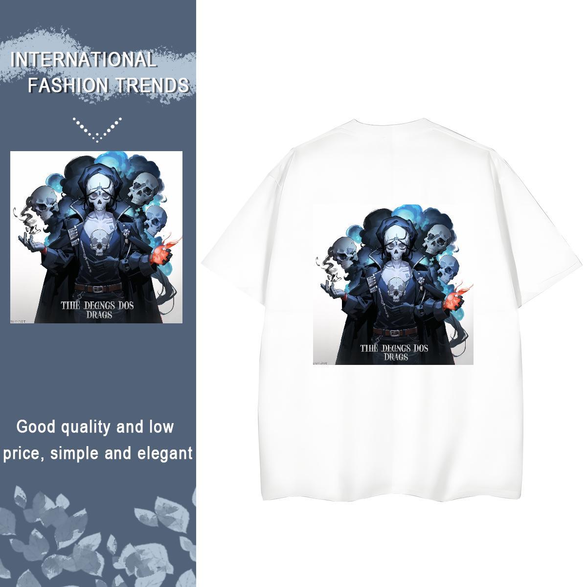 2024 DIY Woman T Shirts 230g Cotton Breathable Crew Neck Casual Daily Wear skull Woman Tshirt Unisex DIY Printed Tshirts