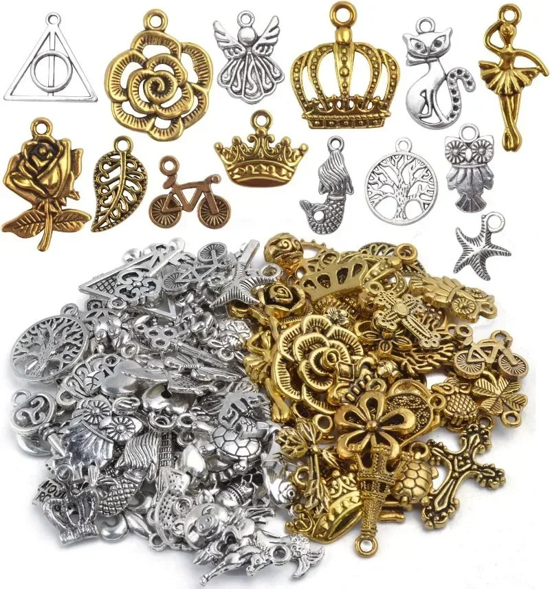 100pcs Tibetan Silver Mixed Pendant Animals Charms Beads for Jewelry Making Bracelet Earrings Necklace DIY Craft Art y241010