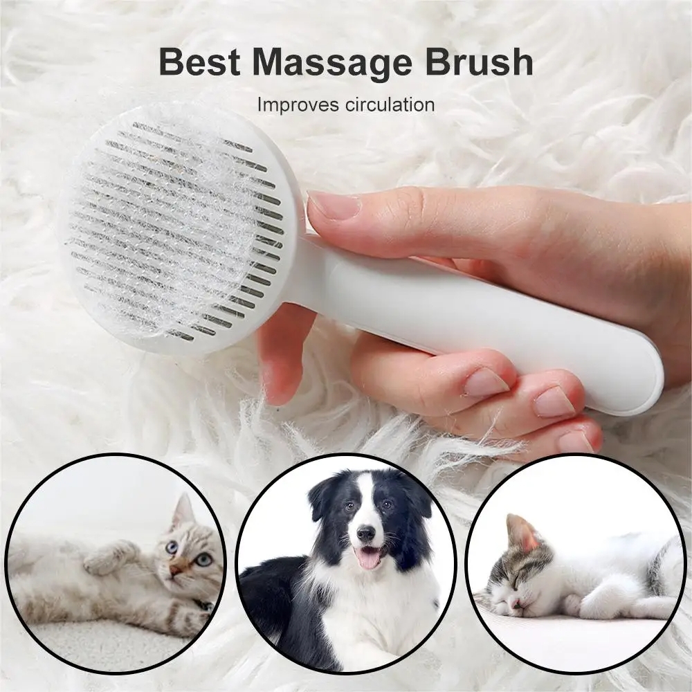 Self Cleaning Slicker Brush for Dog and Cat Removes Undercoat Tangled Hair Massages Particle Pet Comb Relax Groom Cat Supplies