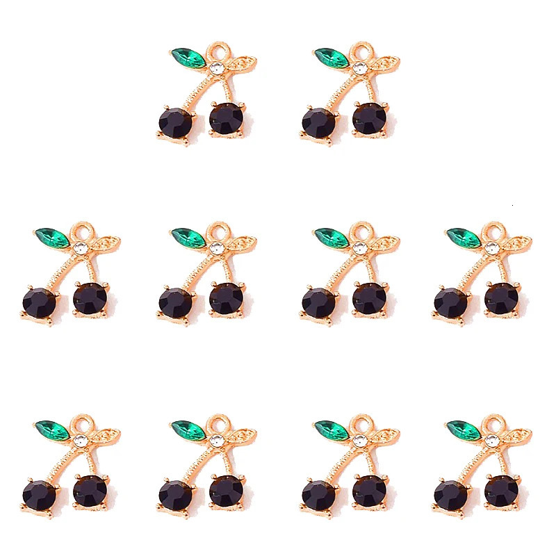 Peixin 10PcsSet Charming Colorful Crystal Cherry Pendant Fruit Dangle Jewelry Accessories DIY Earrings Making Supplies 241010