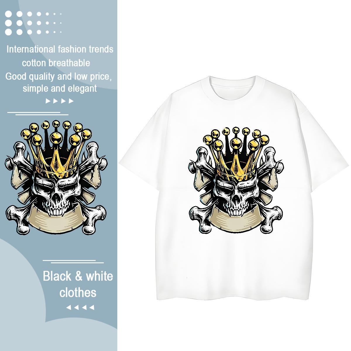 Factory Direct T-Shirts 100% Cotton 230g Crew Neck Casual Beach crown Women Tshirts Brand Cartoon Printing L-4XL Top Shirts
