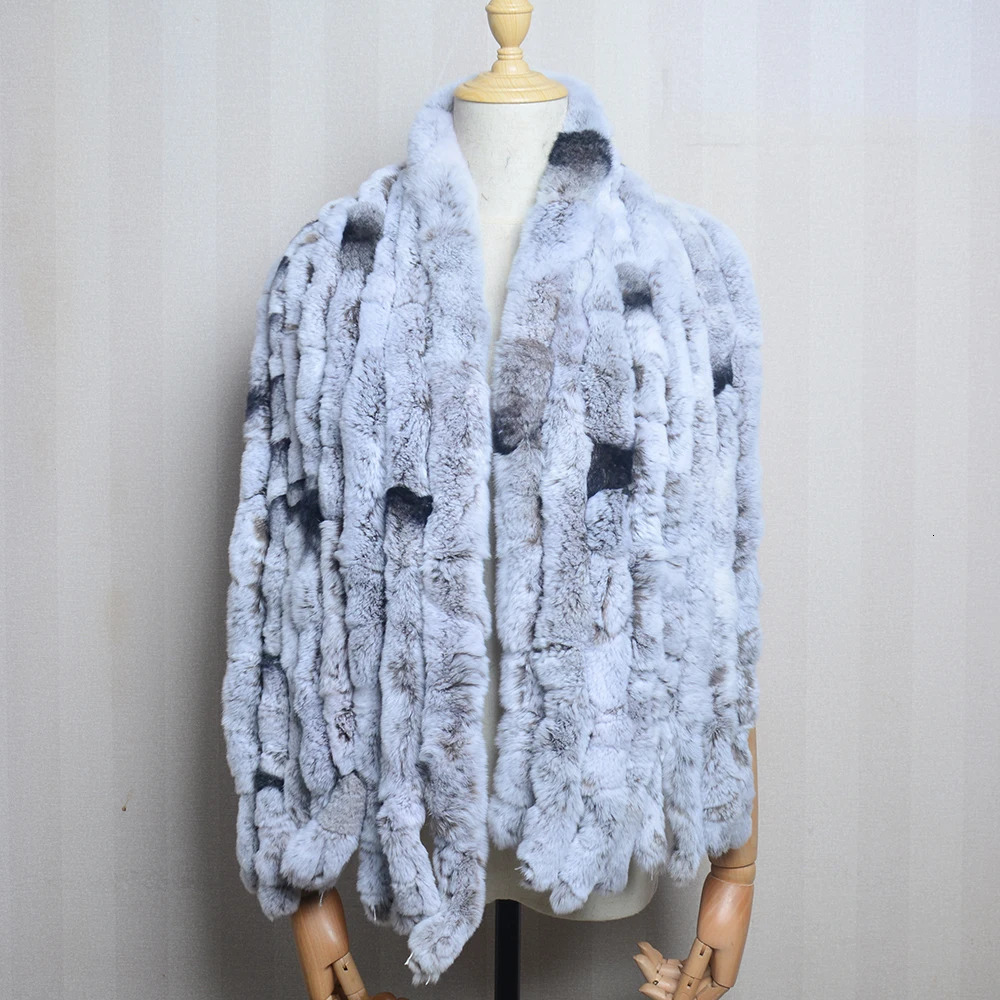Long Style Real Genuine Rex Rabbit Fur Scarf Winter Knitted Rex Rabbit Fur Ring Scarves Women Rex Rabbit Fur Mufflers 241009