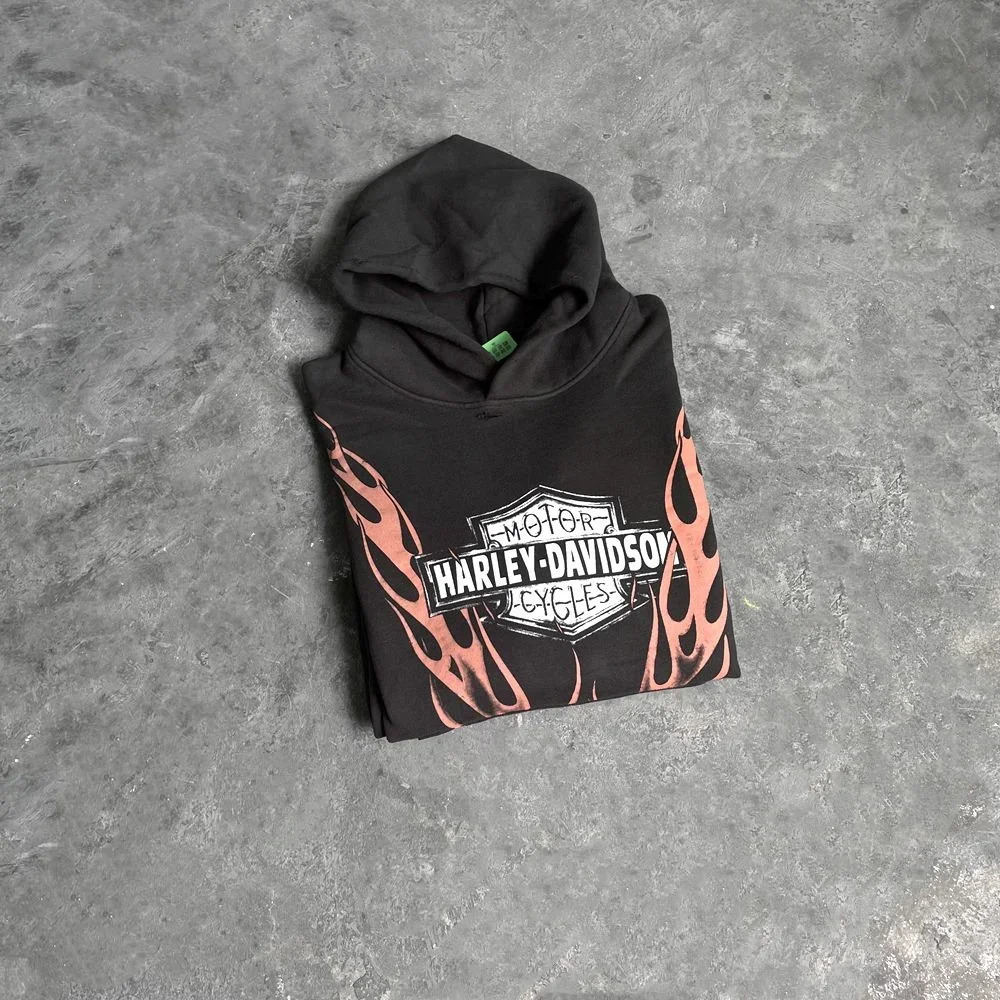 Y2K American Retro Long Sleeve Hoodie Casual Mens Top Sweatshirt Graphic Print Streetwear Oversized Hip Hop 241011