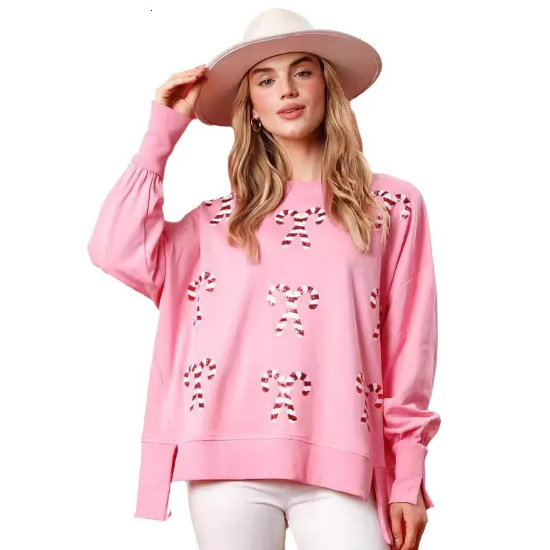 2024 Korean Review Many Clothes Fresh and Sweet Women Commuting Sequins Thickened Versatile Top Long Sleeve Christmas Hoodie 241011